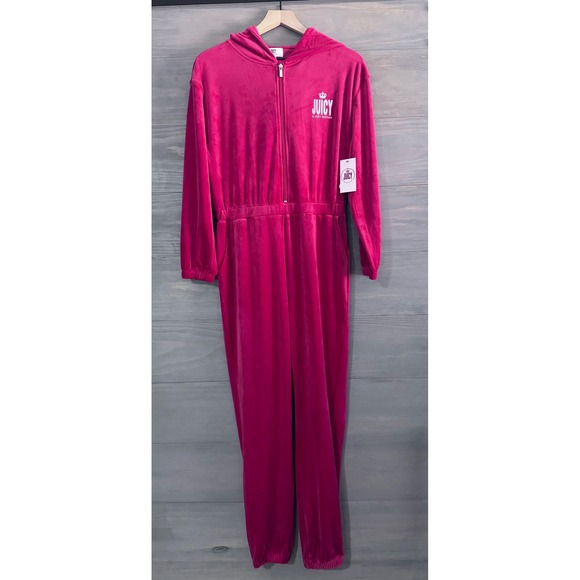 Juicy By Juicy Couture Long Sleeve Red Velour‎ Jumpsuit Size Small NWT Y2K 90s - Picture 6 of 9